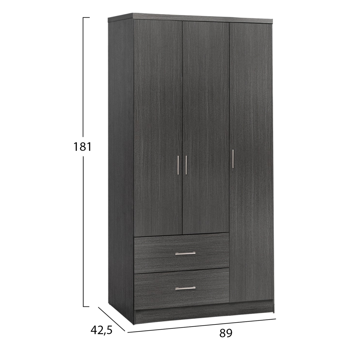 3 PC BEDROOM SET FABRIC GREY MELAMINE ZEBRANO