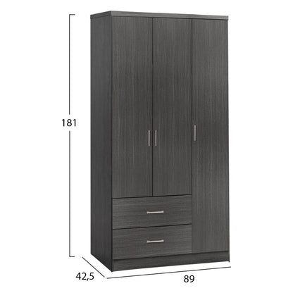 3 PC BEDROOM SET FABRIC GREY MELAMINE ZEBRANO