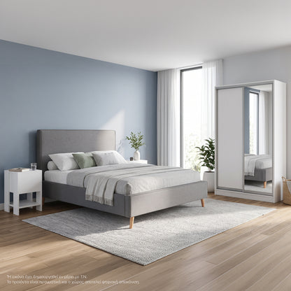 3-PIECE BEDROOM SET GREY & WHITE