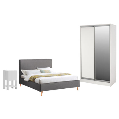3-PIECE BEDROOM SET GREY & WHITE
