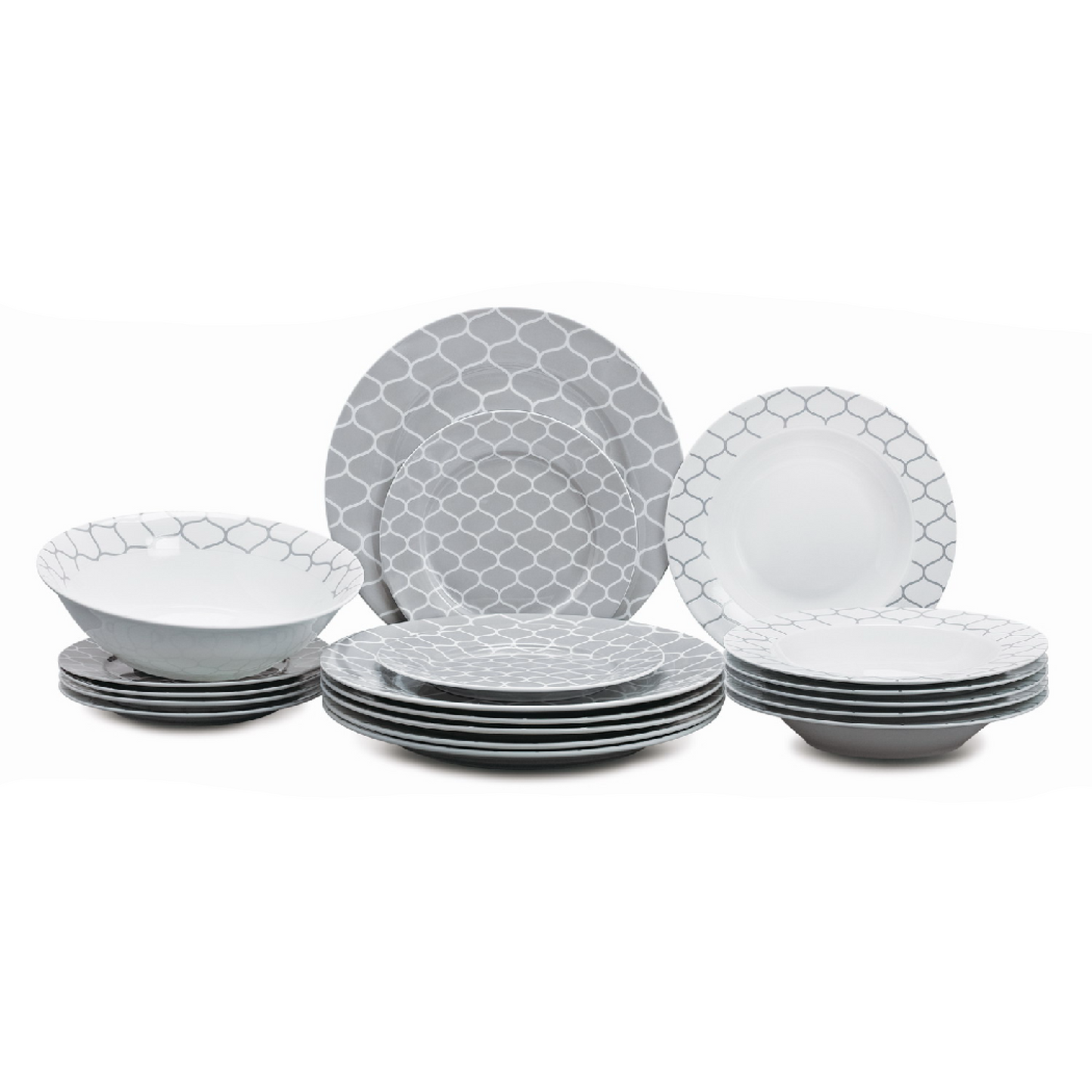 Σετ Πιάτα Φαγητού 20 Τμχ Πορσελάνη Γκρι/Λευκό