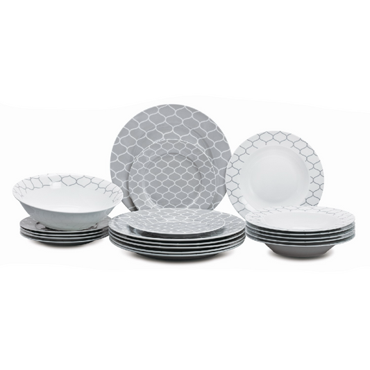 Σετ Πιάτα Φαγητού 20 Τμχ Πορσελάνη Γκρι/Λευκό