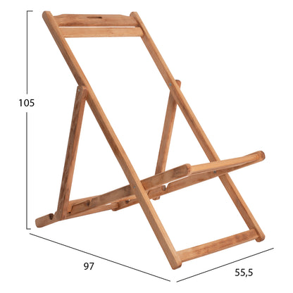 SUN LOUNGER WITHOUT ARMREST LEMNOS SOLID BEECH IMPREGNATED NATURAL