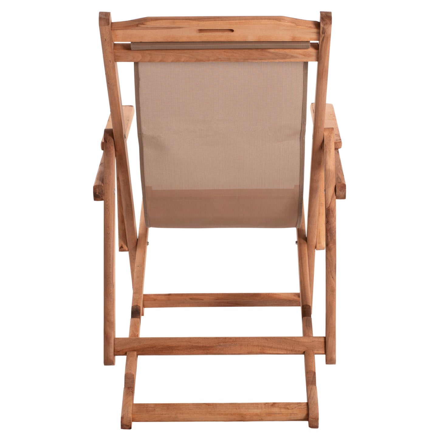 SUNLOUNGER LIMNOS WITH ARMRESTS, SOLID BEECH FRAME NATURAL WITH MOCHA PVC