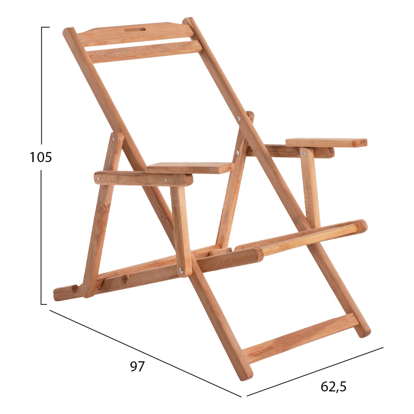 SUN LOUNGER WITH ARMREST LIMNOS IMPREGNATED NATURAL