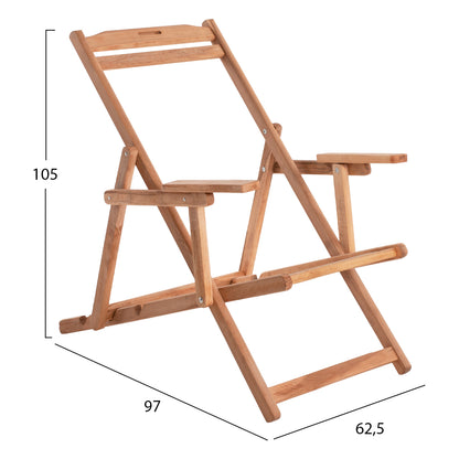 SUN LOUNGER WITH ARMREST LIMNOS IMPREGNATED NATURAL