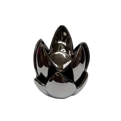 Κεραμικό Διακοσμητικό Ασημί Νούφαρο 13x13x19