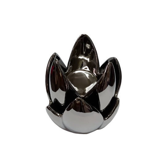 Κεραμικό Διακοσμητικό Ασημί Νούφαρο 13x13x19