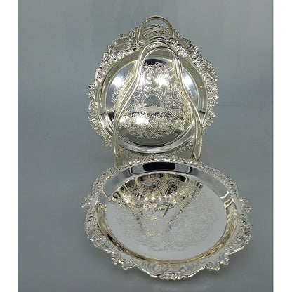 Σετ 6 Επάργυρα Στρογγυλά Σουβέρ με Βάση με Χώρισμα 11εκ