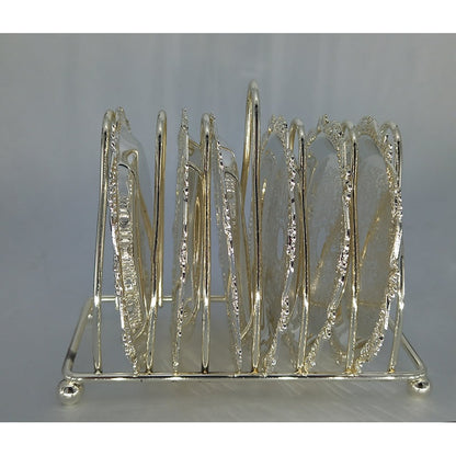 Σετ 6 Επάργυρα Στρογγυλά Σουβέρ με Βάση με Χώρισμα 11εκ