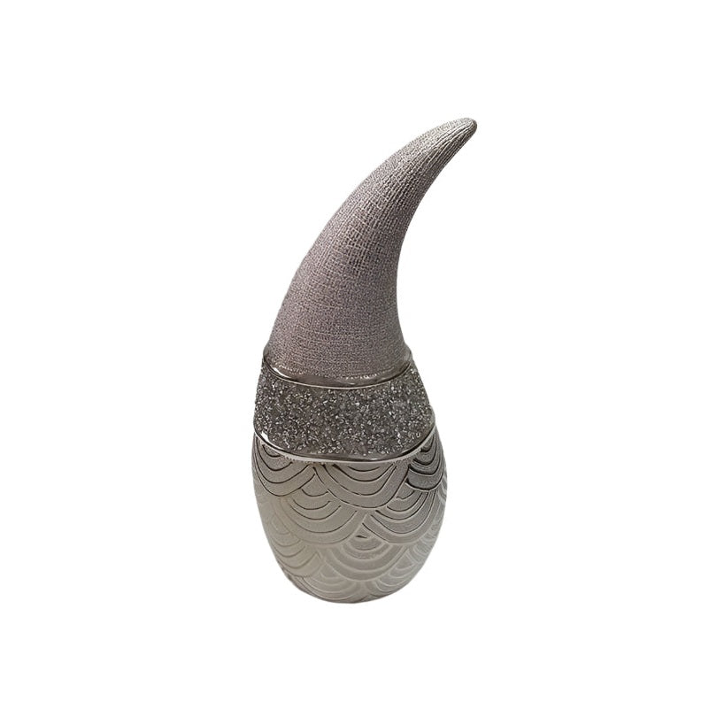 Κεραμικό Διακοσμητικό Ασημί Βάζο Φλόγα 11x10x28