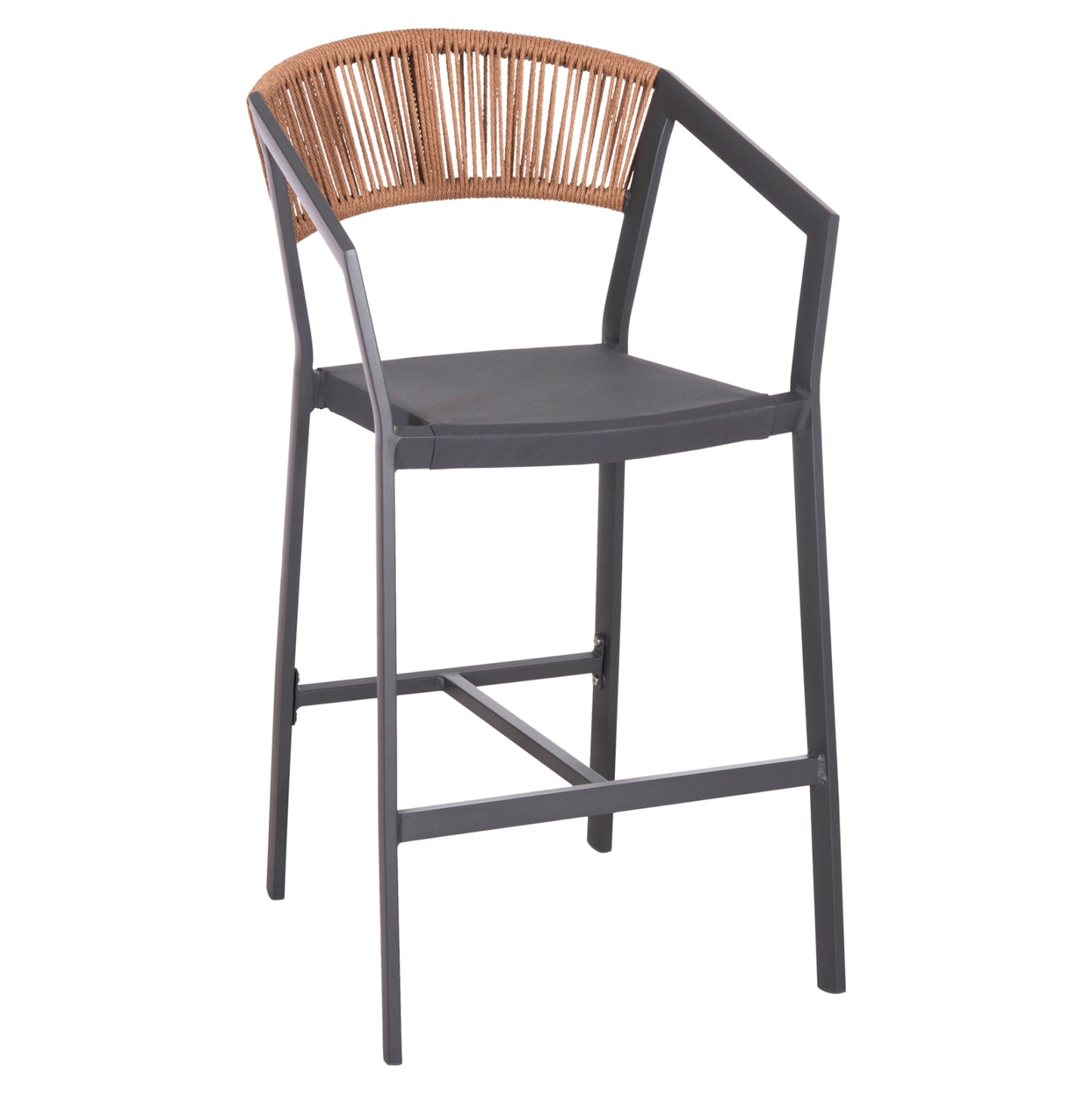 ΣΚΑΜΠΟ ΑΛΟΥΜΙΝΙΟΥ MIRI ΑΝΘΡΑΚΙ ΜΕΣΑΙΟΥ ΥΨΟΥΣ ΜΕ ΜΠΡΑΤΣΑ RATTAN & TEXTLINE 55x56,5x99