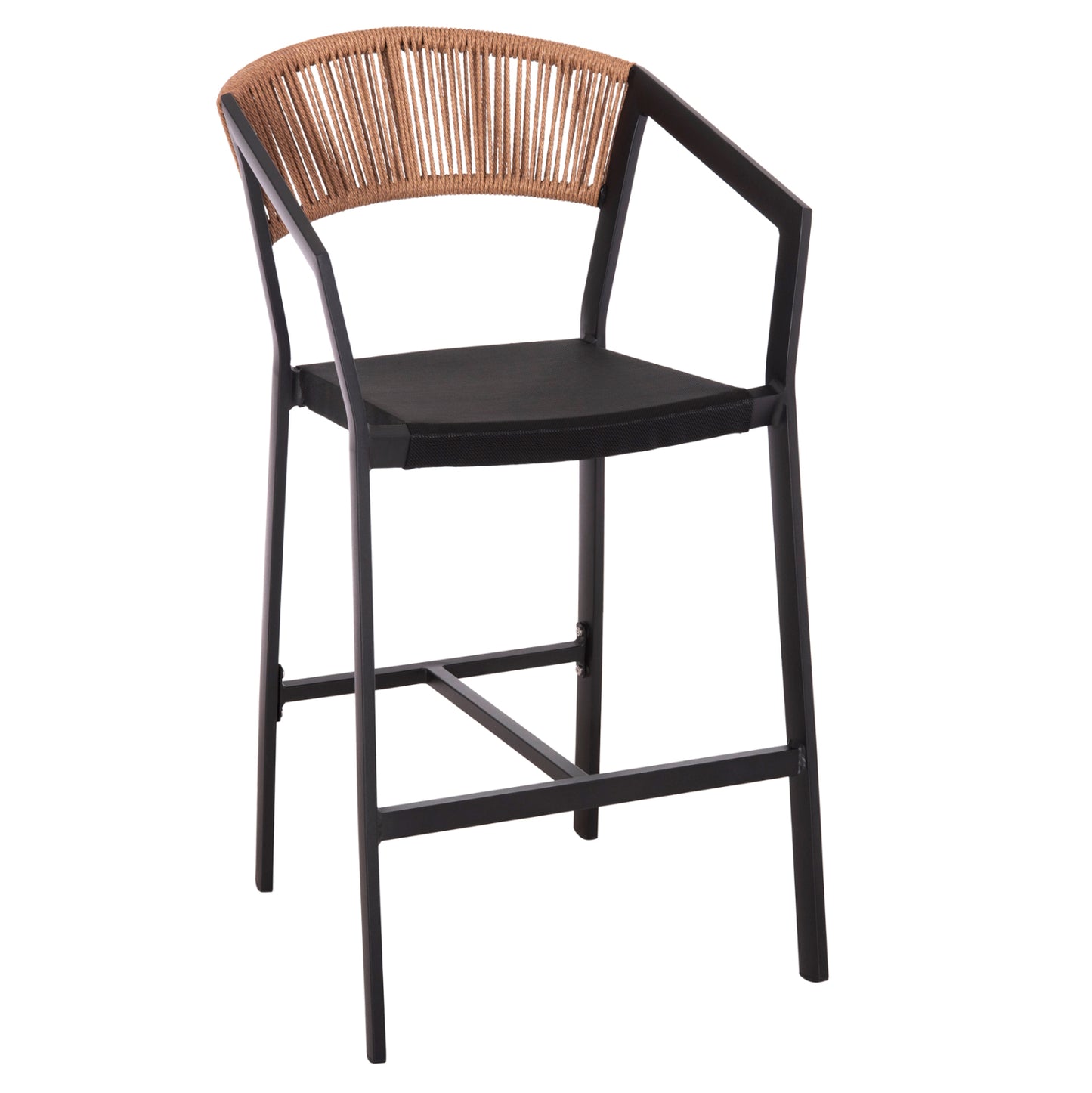ΣΚΑΜΠΟ ΑΛΟΥΜΙΝΙΟΥ MIRI ΜΕΣΑΙΟΥ ΥΨΟΥΣ RATTAN & TEXTLINE ΜΑΥΡΟ ΜΠΕΖ 55x56,5x99