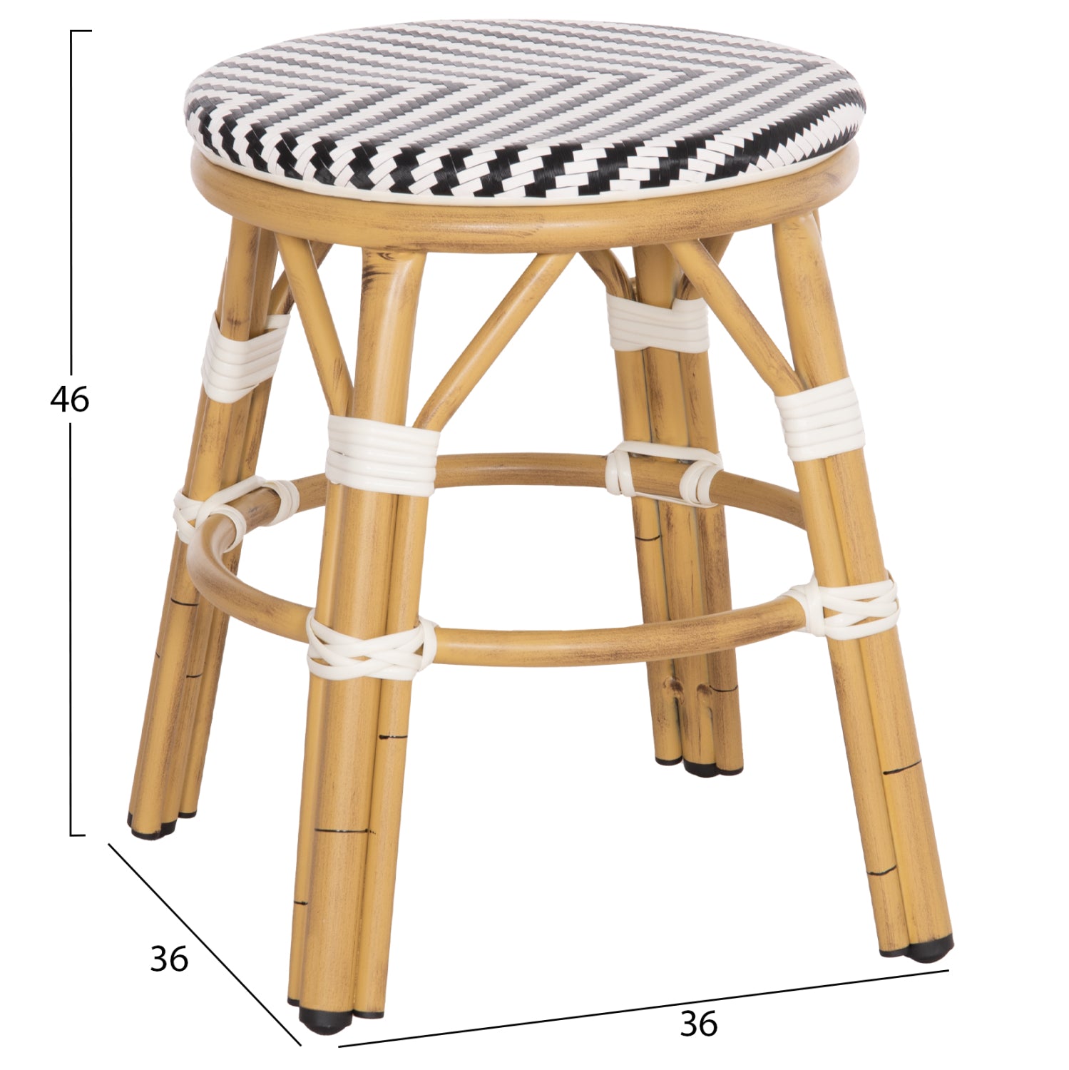 ΣΚΑΜΠΟ ΑΛΟΥΜΙΝΙΟΥ CHINO BAMBOO LOOK TEXTILENE ΛΕΥΚΟ ΜΑΥΡΟ Φ36x46