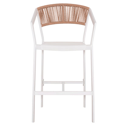ΣΚΑΜΠΟ ΑΛΟΥΜΙΝΙΟΥ MIRI ΜΕΣΑΙΟΥ ΥΨΟΥΣ RATTAN & TEXTLINE ΛΕΥΚΟ ΜΠΕΖ 55x56,5x99