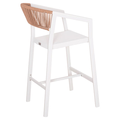 ΣΚΑΜΠΟ ΑΛΟΥΜΙΝΙΟΥ MIRI ΜΕΣΑΙΟΥ ΥΨΟΥΣ RATTAN & TEXTLINE ΛΕΥΚΟ ΜΠΕΖ 55x56,5x99