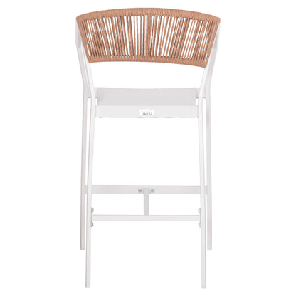 ΣΚΑΜΠΟ ΑΛΟΥΜΙΝΙΟΥ MIRI ΜΕΣΑΙΟΥ ΥΨΟΥΣ RATTAN & TEXTLINE ΛΕΥΚΟ ΜΠΕΖ 55x56,5x99