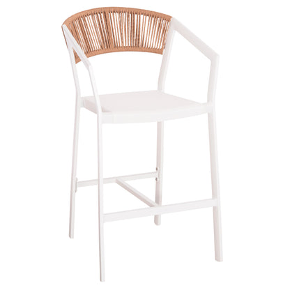 ΣΚΑΜΠΟ ΑΛΟΥΜΙΝΙΟΥ MIRI ΜΕΣΑΙΟΥ ΥΨΟΥΣ RATTAN & TEXTLINE ΛΕΥΚΟ ΜΠΕΖ 55x56,5x99
