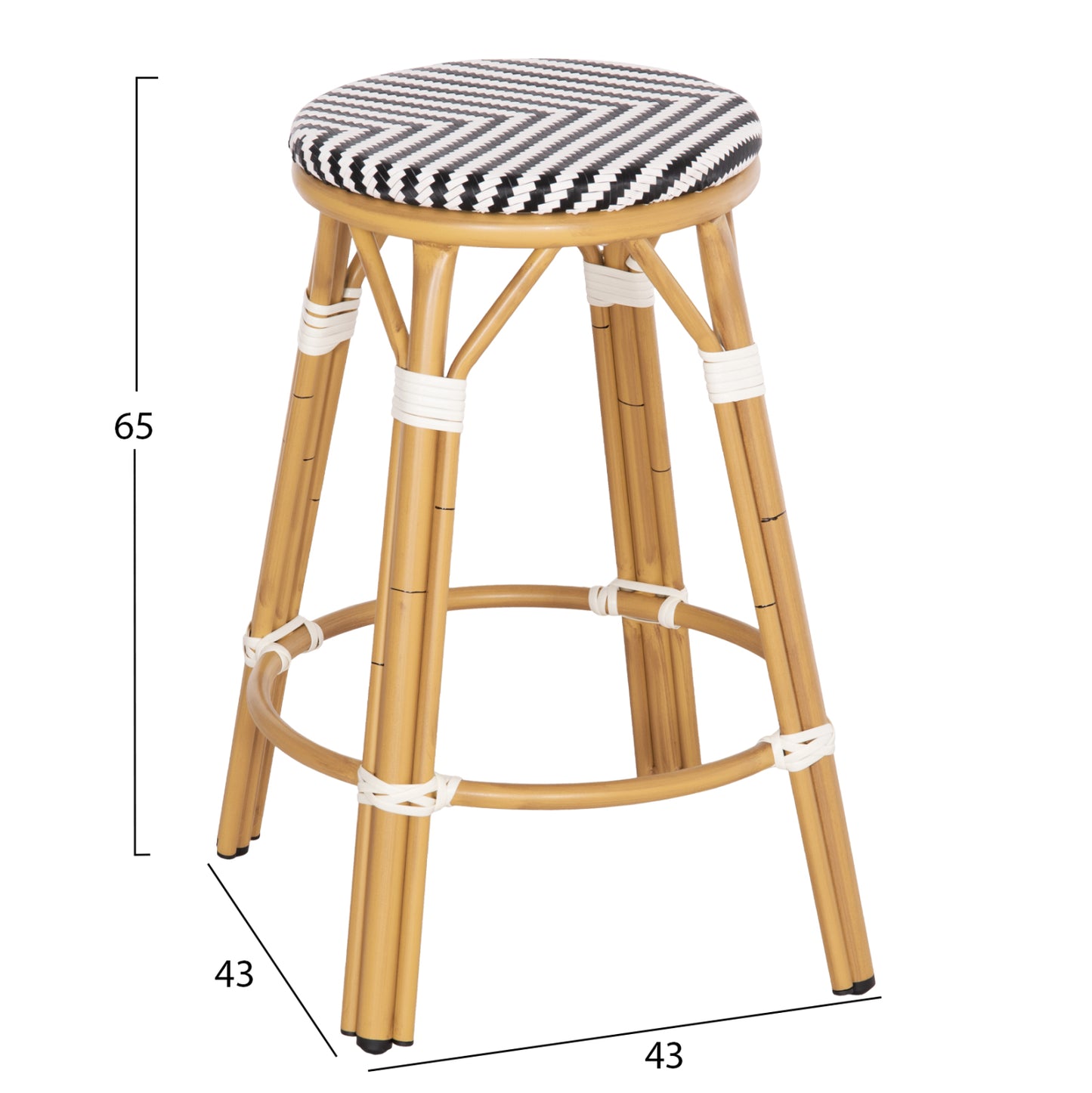 ΣΚΑΜΠΟ ΑΛΟΥΜΙΝΙΟΥ ΜΕΣ. ΥΨΟΥΣ CHINO BAMBOO LOOK & TEXTILENE ΜΑΥΡΟ 43x43x65