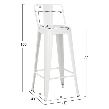 ΣΚΑΜΠΟ BAR ME ΠΛΑΤΗ ΜΕΤΑΛΛΙΚΟ MELITA PRO ΛΕΥΚΟ ΜΑΤ 42x42x100