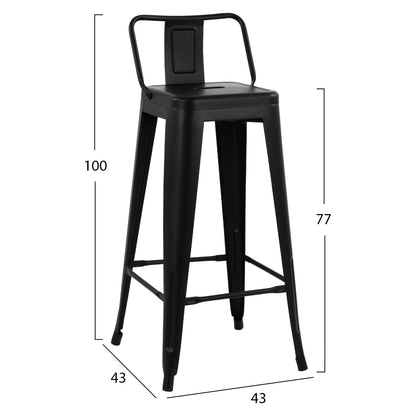 ΣΚΑΜΠΟ BAR ME ΠΛΑΤΗ ΜΕΤΑΛΛΙΚΟ MELITA PRO ΜΑΥΡΟ ΜΑΤ 42x42x100