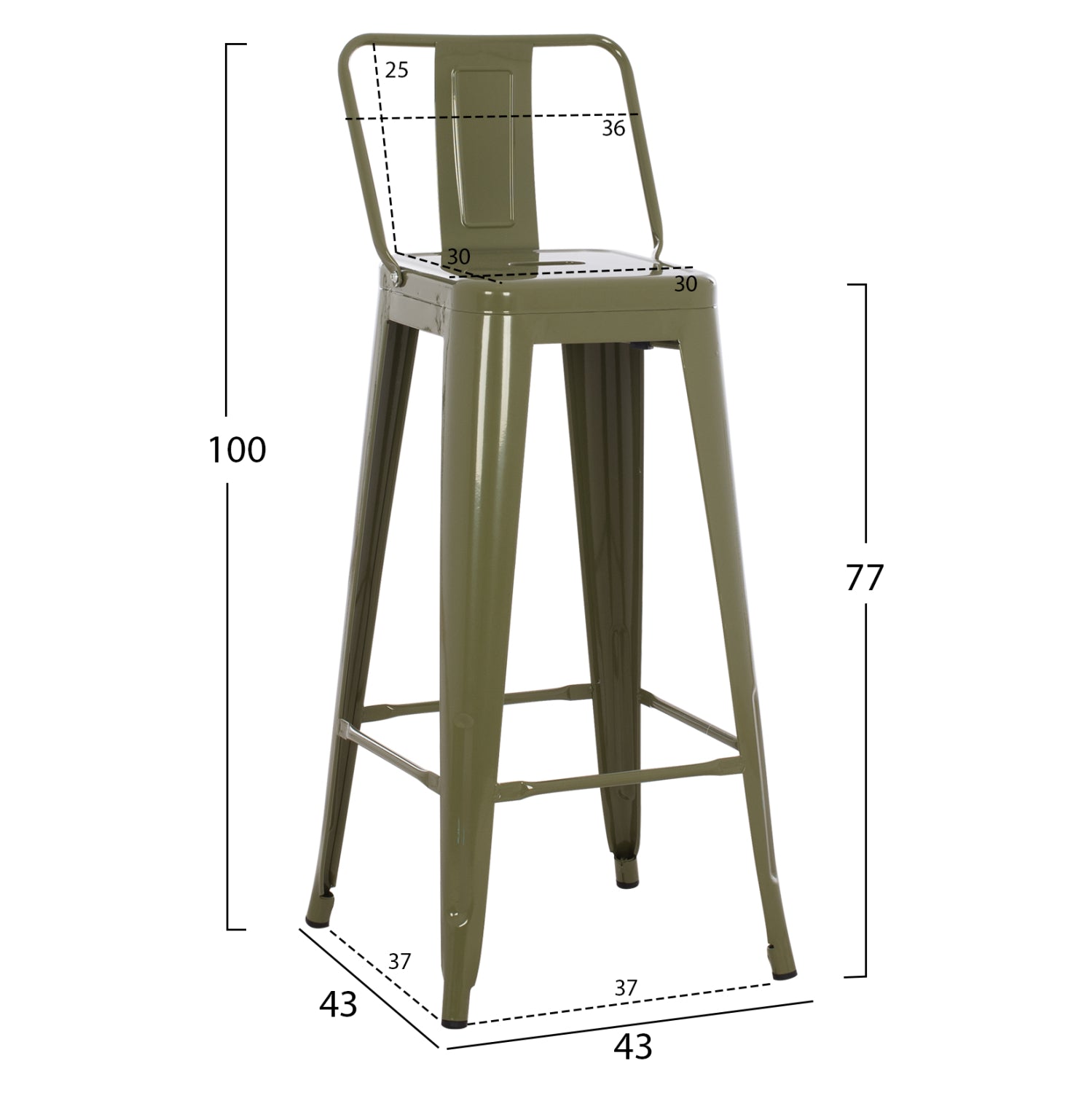 ΣΚΑΜΠΟ BAR ME ΠΛΑΤΗ ΜΕΤΑΛΛΙΚΟ MELITA PRO DARK OLIVE GREEN 42x42x100