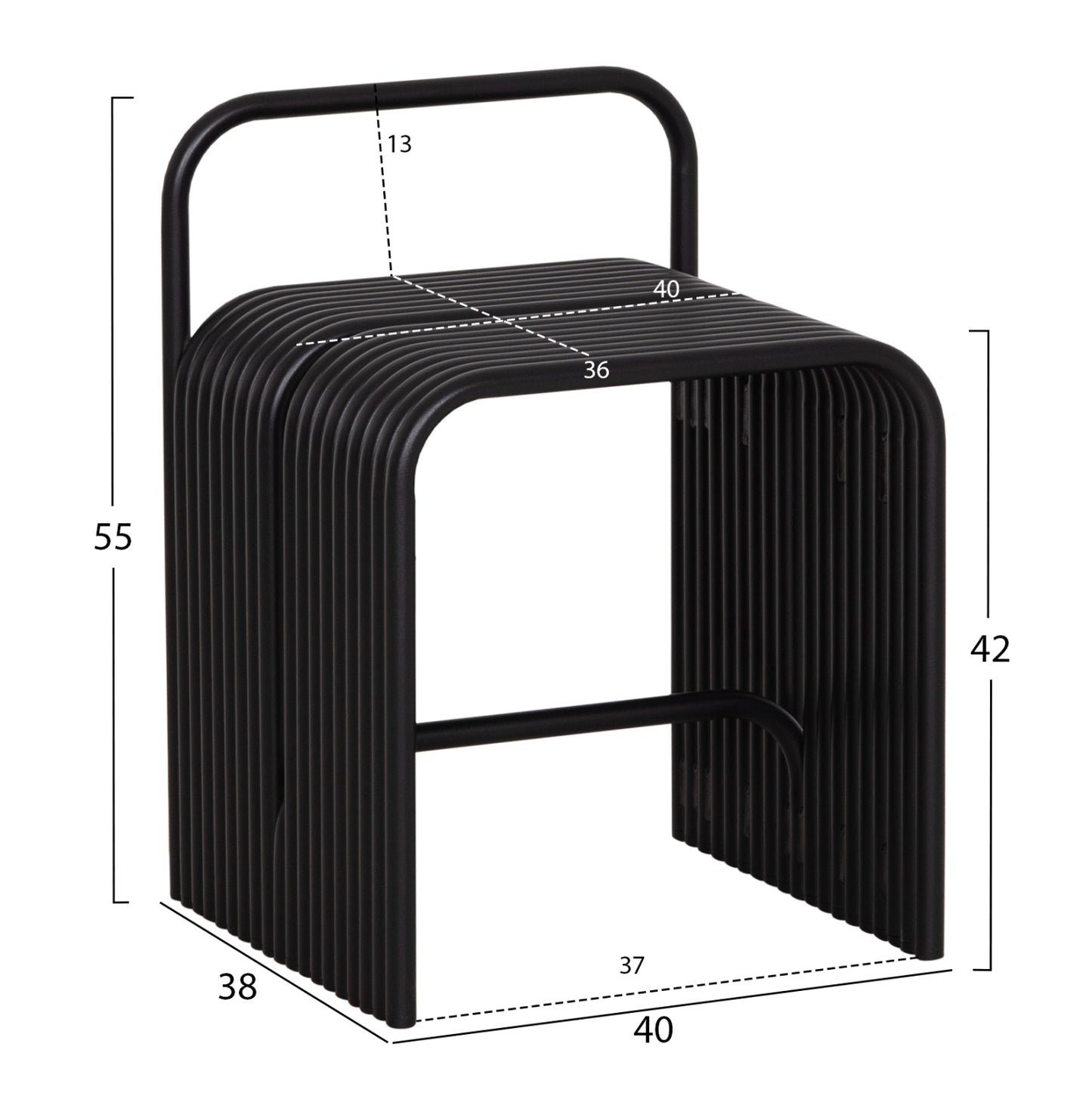 STOOL INTREPID ALUMINUM IN BLACK 40x38x55