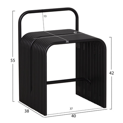 STOOL INTREPID ALUMINUM IN BLACK 40x38x55