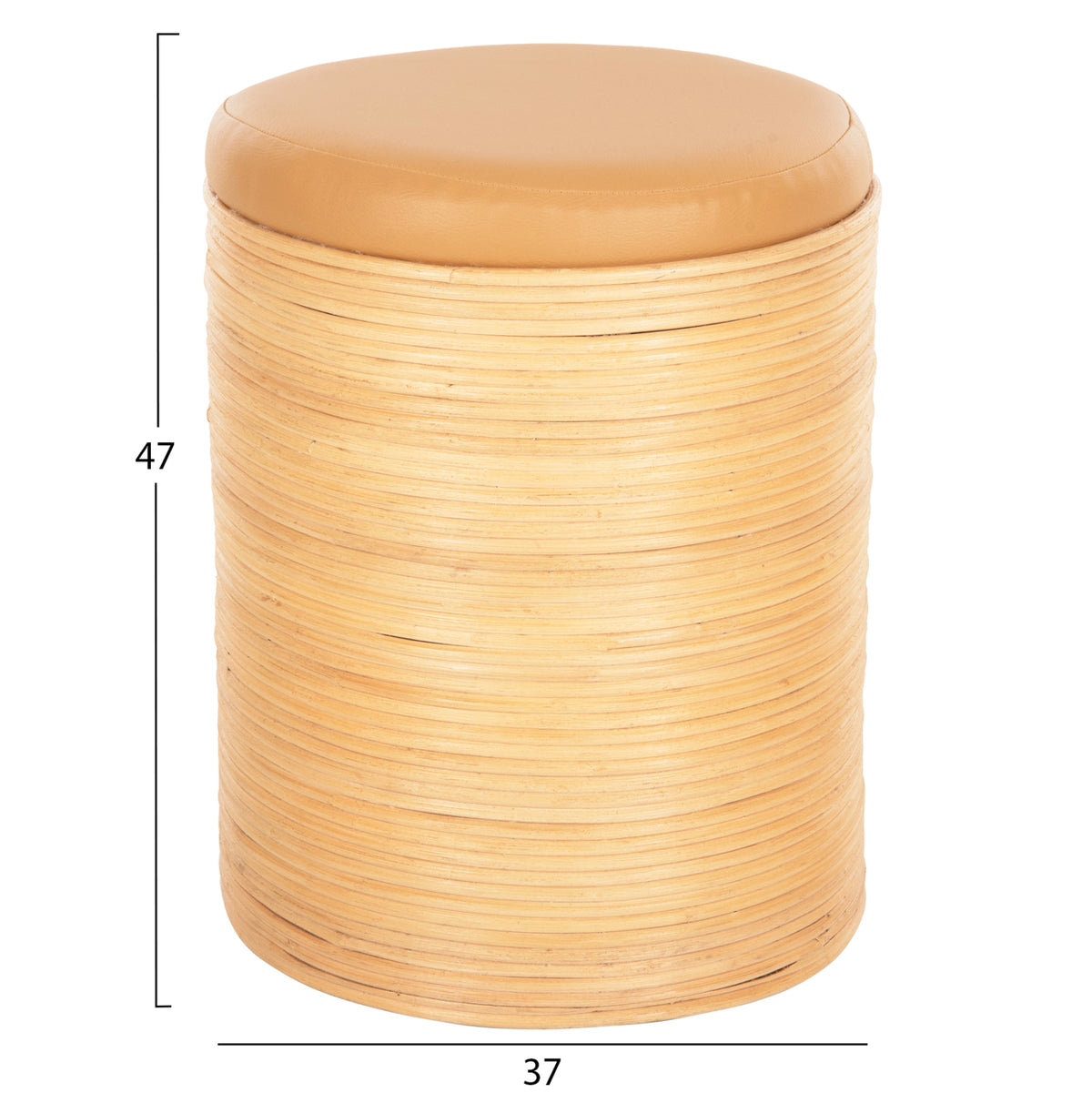 ΣΚΑΜΠΟ MITCH ΦΥΣΙΚΟ RATTAN ΚΑΘΙΣΜΑ ΑΠΟ PU ΜΠΕΖ Φ37x47