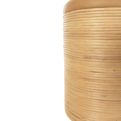 ΣΚΑΜΠΟ MITCH ΦΥΣΙΚΟ RATTAN ΚΑΘΙΣΜΑ ΑΠΟ PU ΜΠΕΖ Φ37x47