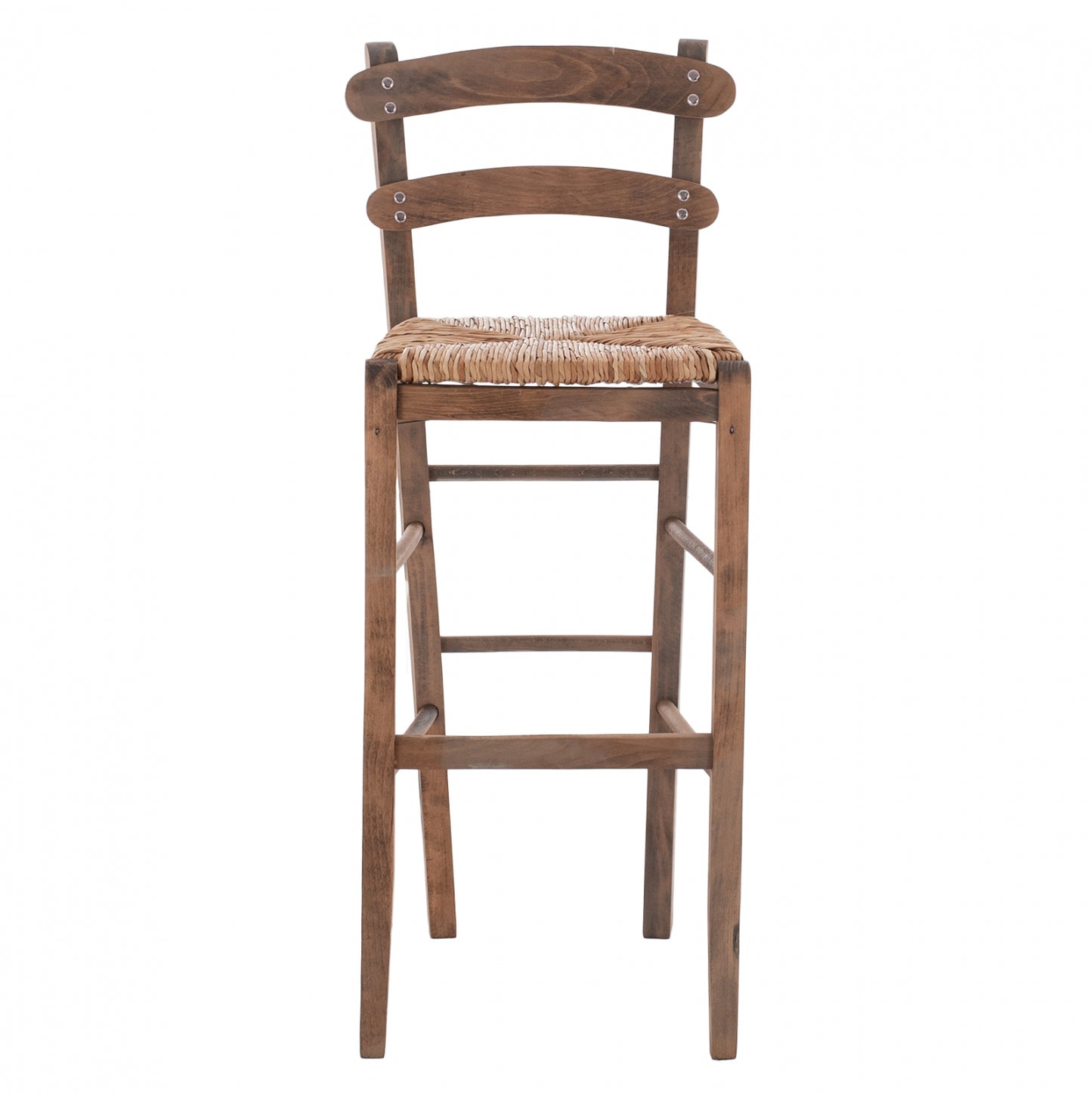 STOOL NAILED WALNUT WITH WICKER