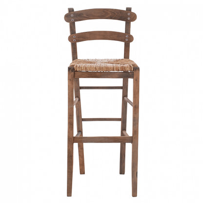 STOOL NAILED WALNUT WITH WICKER