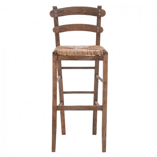 STOOL NAILED WALNUT WITH WICKER