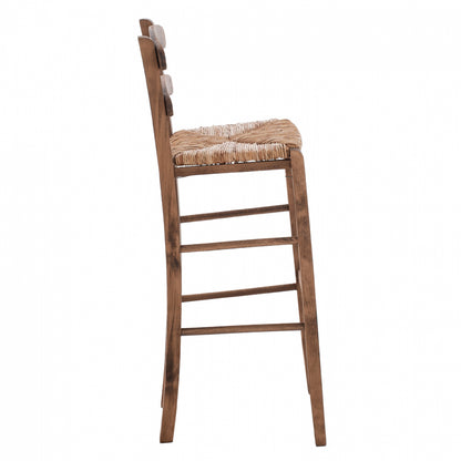 STOOL NAILED WALNUT WITH WICKER