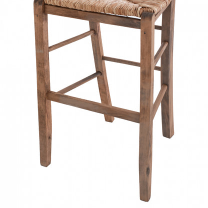 STOOL NAILED WALNUT WITH WICKER