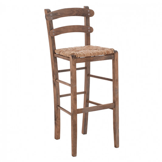 STOOL NAILED WALNUT WITH WICKER