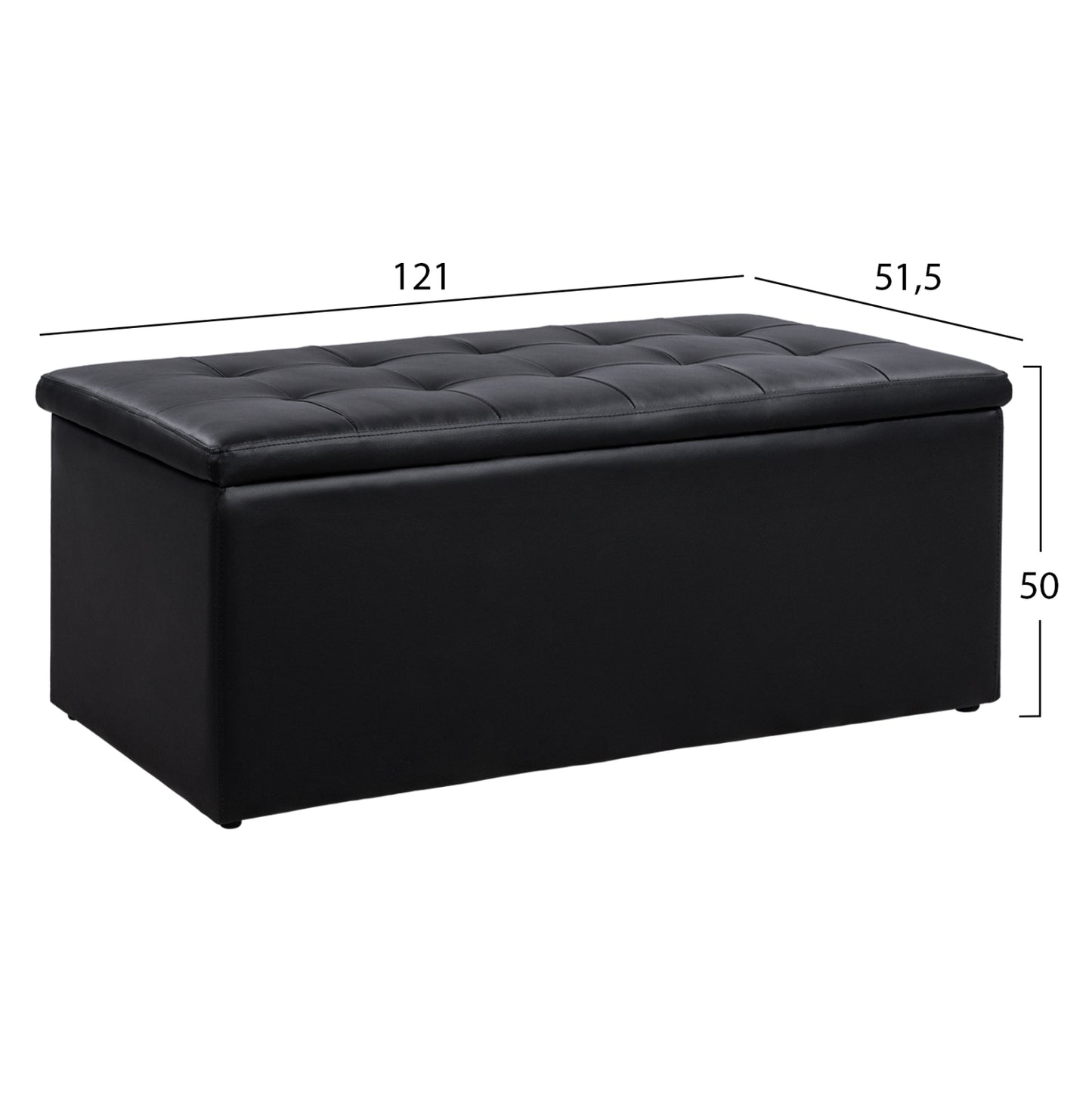ΣΚΑΜΠΟ PU ΜΕ ΑΠΟΘΗΚΕΥΤΙΚΟ ΧΩΡΟ TRISCUBE ΜΑΥΡΟ 121x51.5x50
