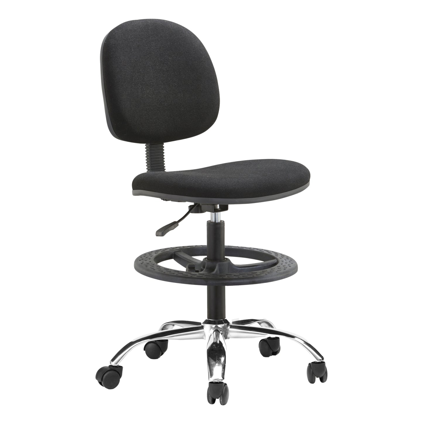 STOOL WITH FOOTREST DROMEN BLACK FABRIC CHROME BASE 48x60x130