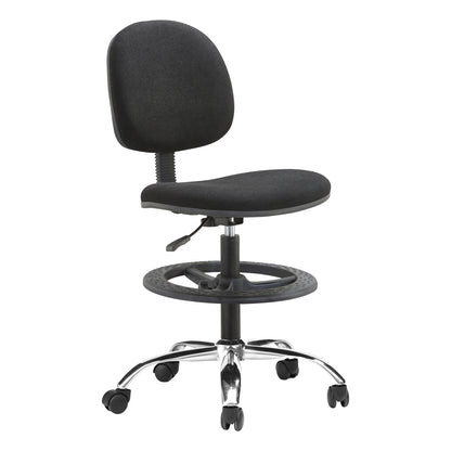 STOOL WITH FOOTREST DROMEN BLACK FABRIC CHROME BASE 48x60x130