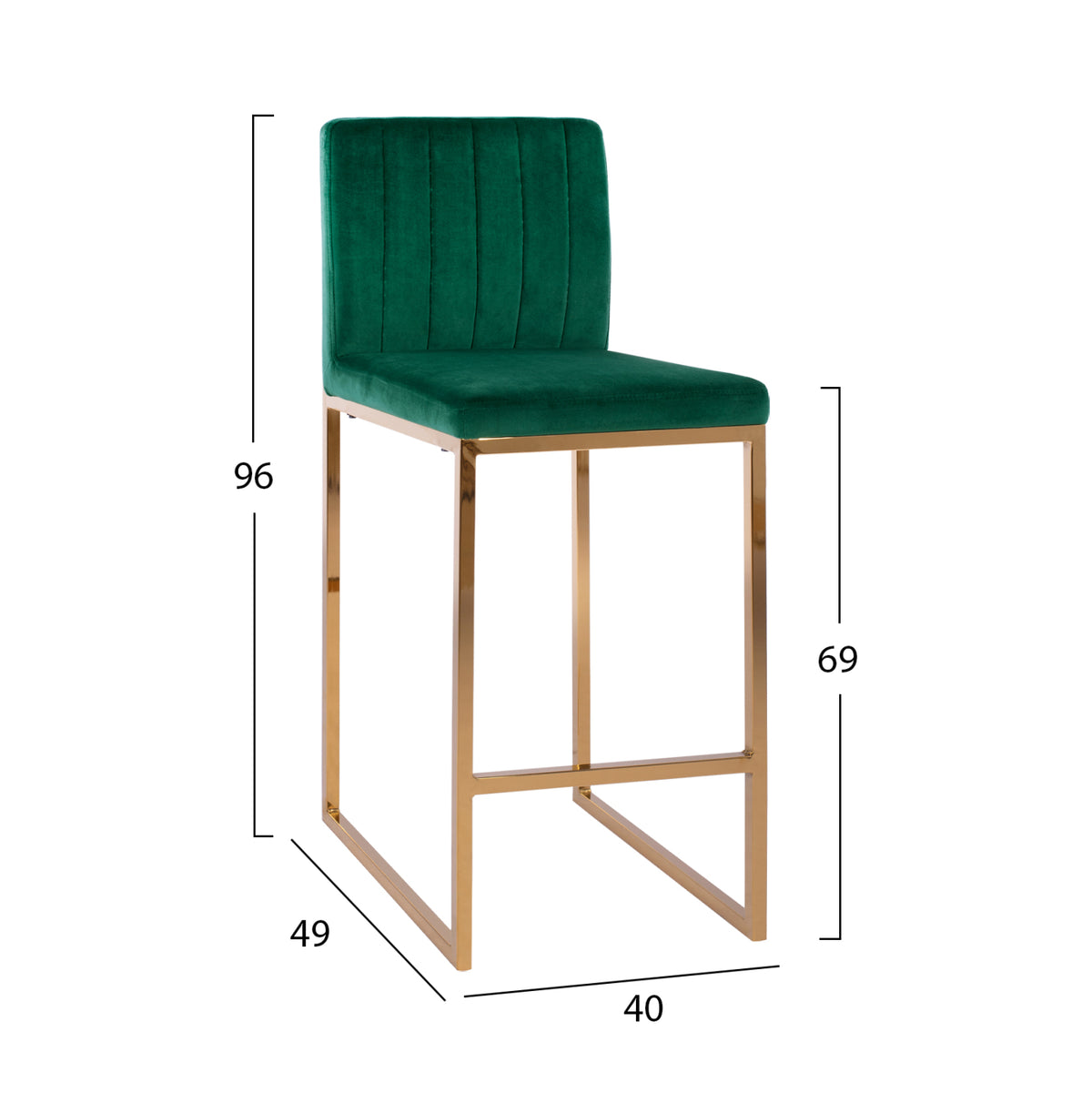 BAR STOOL PIPER VELVET CYPRESS & GOLDEN FRAME 40x49x96