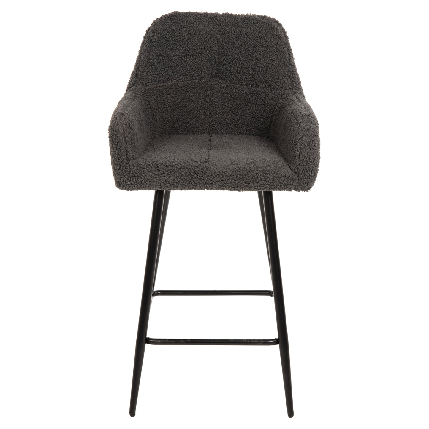 MID-HEIGHT STOOL STRIKE FABRIC TEDDY GREY BLACK METAL LEGS 50x50x94.5