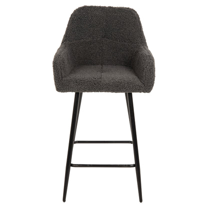 MID-HEIGHT STOOL STRIKE FABRIC TEDDY GREY BLACK METAL LEGS 50x50x94.5