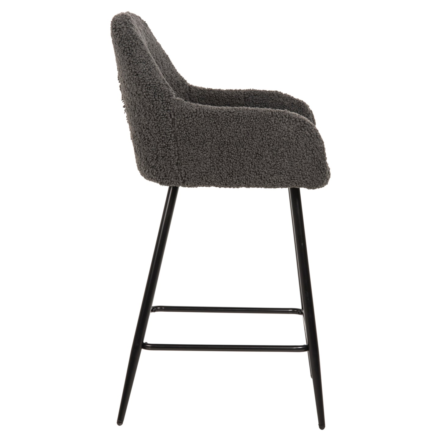 MID-HEIGHT STOOL STRIKE FABRIC TEDDY GREY BLACK METAL LEGS 50x50x94.5