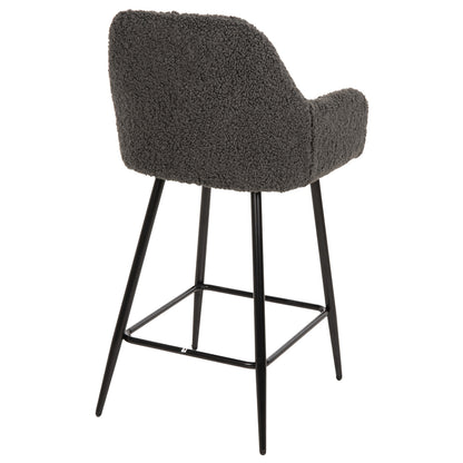 MID-HEIGHT STOOL STRIKE FABRIC TEDDY GREY BLACK METAL LEGS 50x50x94.5
