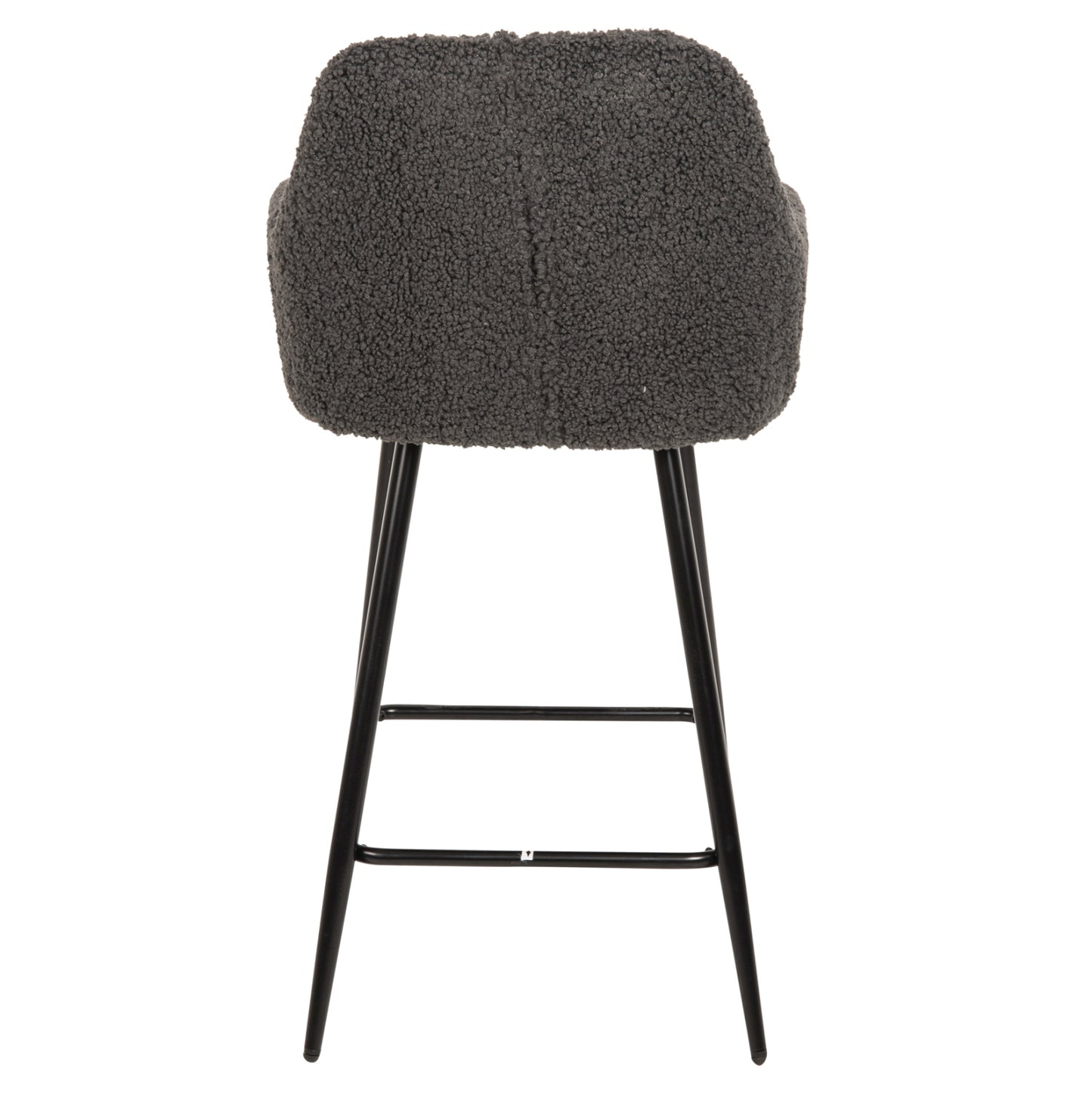 MID-HEIGHT STOOL STRIKE FABRIC TEDDY GREY BLACK METAL LEGS 50x50x94.5