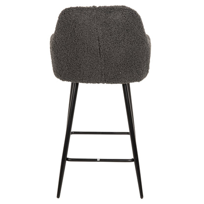 MID-HEIGHT STOOL STRIKE FABRIC TEDDY GREY BLACK METAL LEGS 50x50x94.5