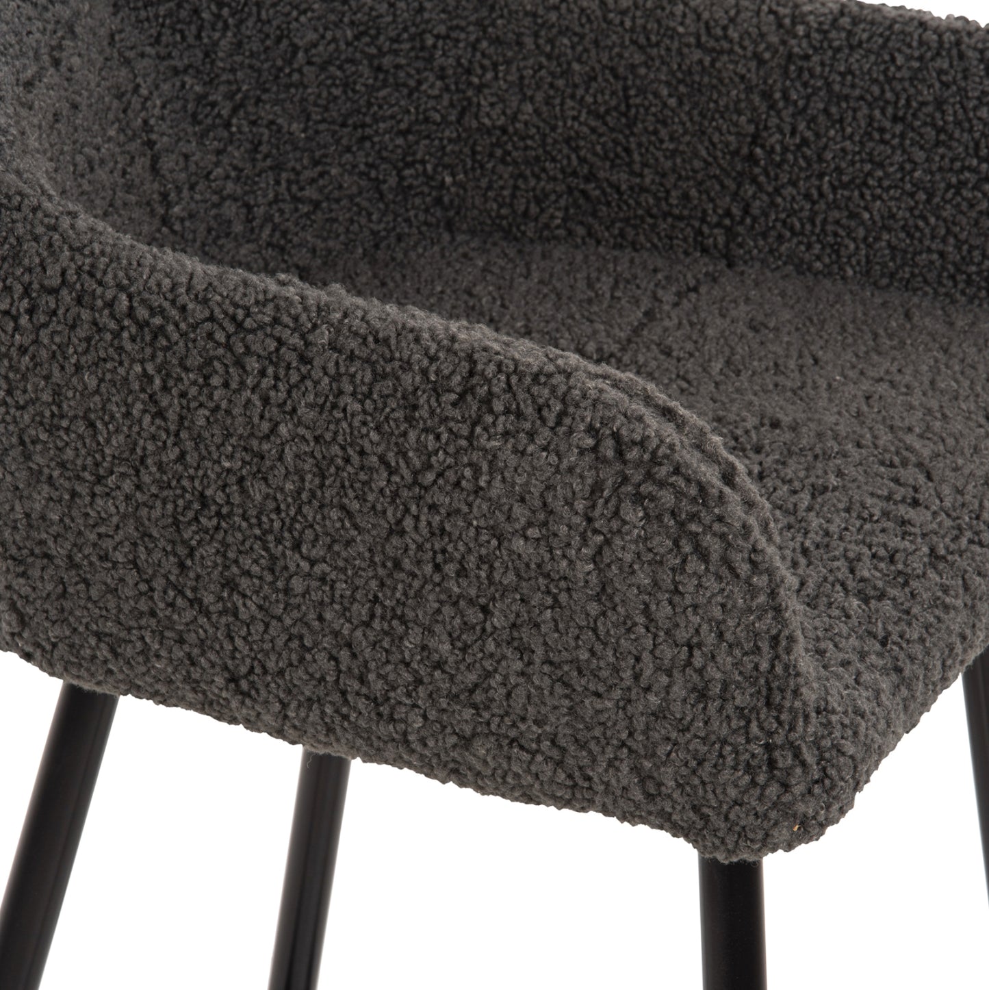 MID-HEIGHT STOOL STRIKE FABRIC TEDDY GREY BLACK METAL LEGS 50x50x94.5