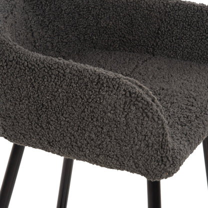 MID-HEIGHT STOOL STRIKE FABRIC TEDDY GREY BLACK METAL LEGS 50x50x94.5