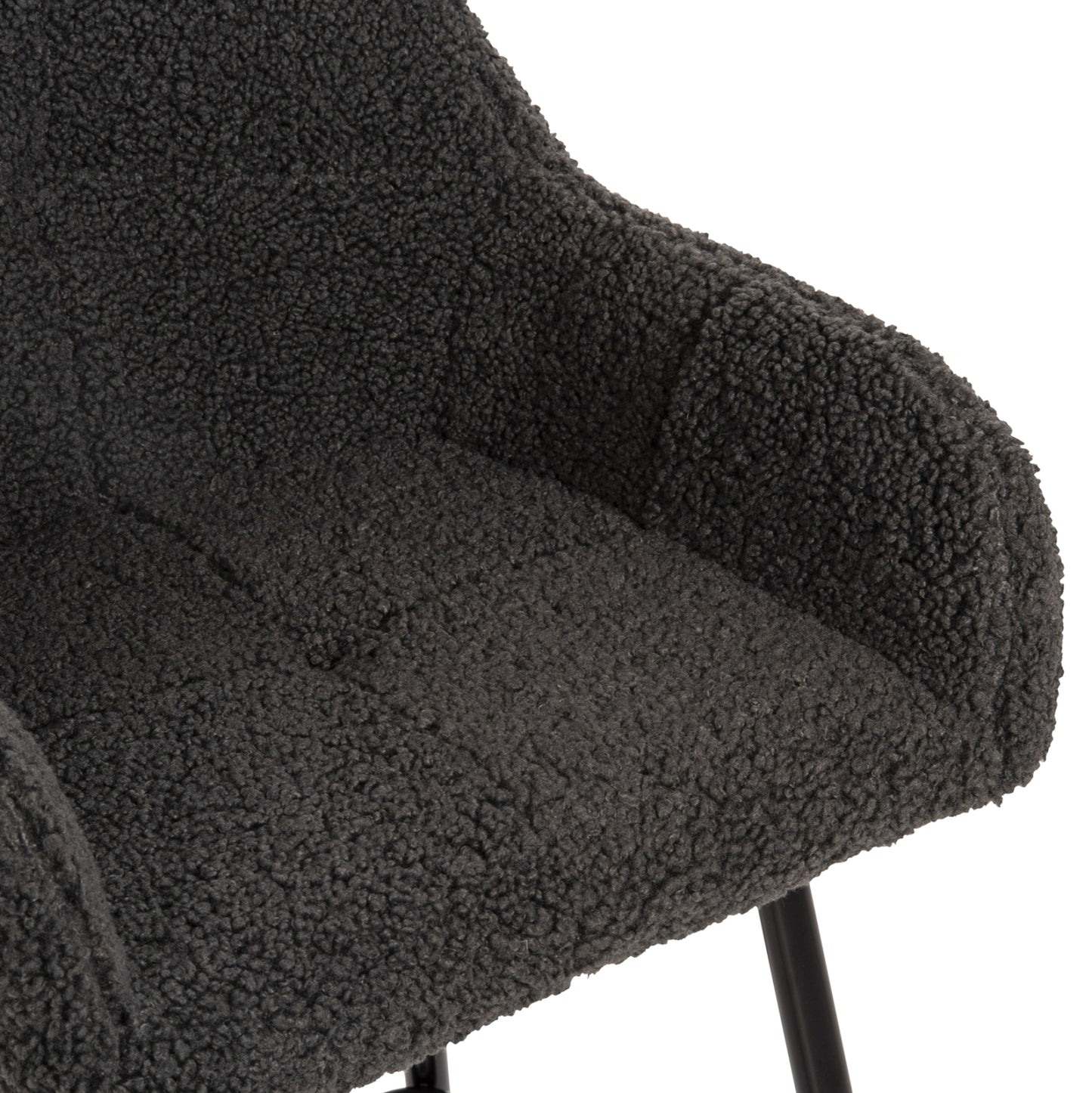 MID-HEIGHT STOOL STRIKE FABRIC TEDDY GREY BLACK METAL LEGS 50x50x94.5