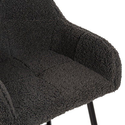 MID-HEIGHT STOOL STRIKE FABRIC TEDDY GREY BLACK METAL LEGS 50x50x94.5